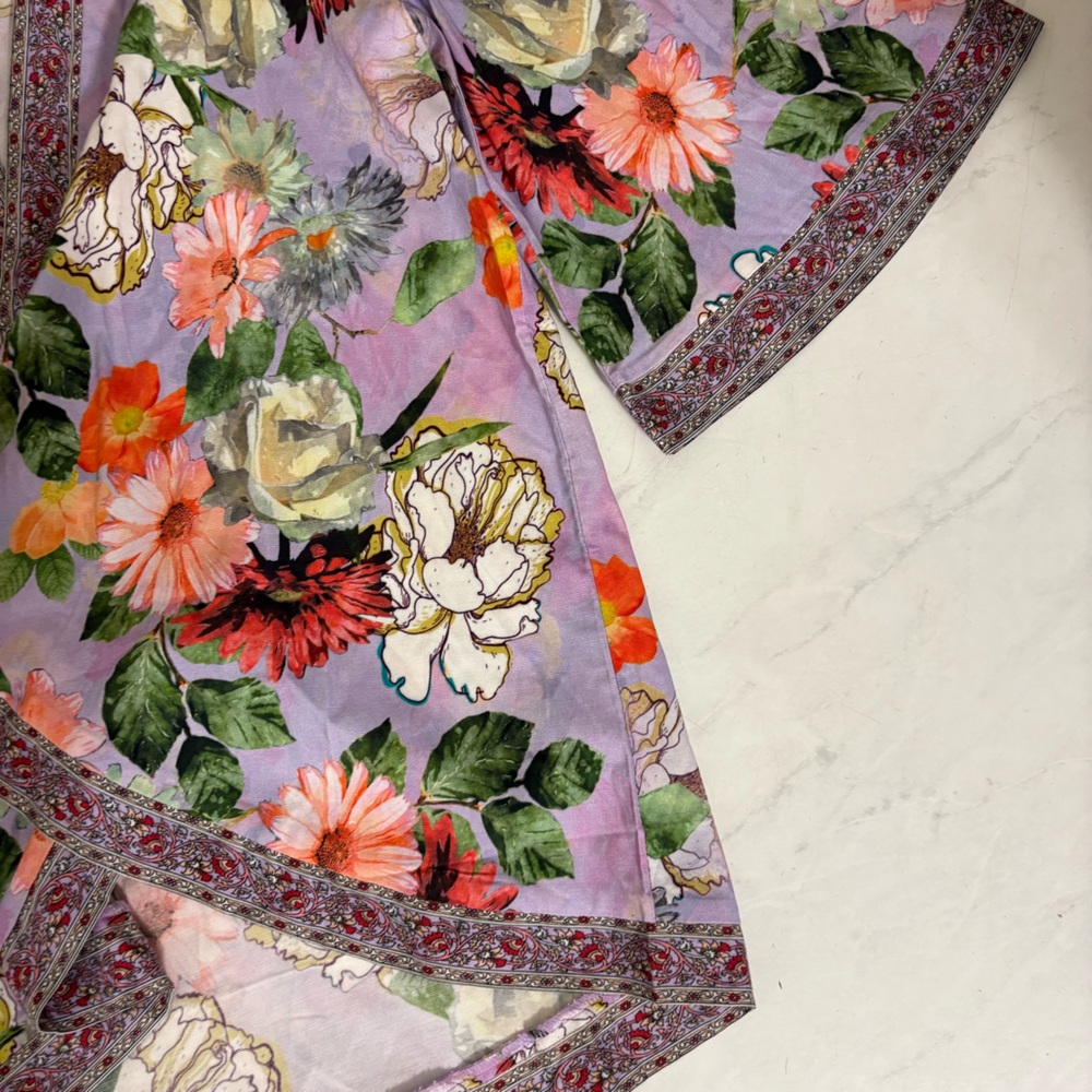 NEW Tolani Size Small Karma Purple Floral Open Front Kimono Hippie Boho Artsy - Picture 6 of 7